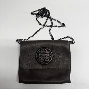 evoke Elegant brown/ charcoal Leather Crossbody mini Bag